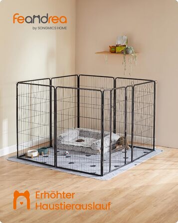Вольєр для тварин Feandrea Freilaufgege, XL, 77 x 120 см, чорний, з 8 панелей, для дому та вулиці