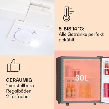 Міні-холодильник Klarstein Silent Cool: 30 літрів, 24dB, регулювання температури, білий/чорний