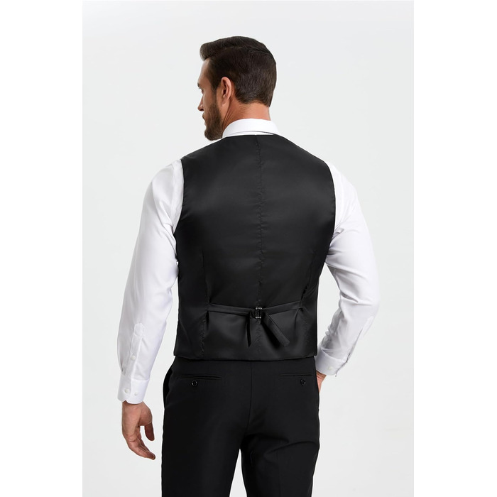Елегантна жилетка для чоловіків HISDERN: весільна, класична, однотонна, для бізнесу, смокінгу, з кишенями, чорна, 3XL