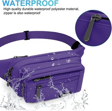 Гірчатка на пояс для жінок та чоловіків, водонепроникна, з тримачем для пляшки, універсальна, для піших прогулянок, вигулу собак, активного відпочинку (A-лілова)