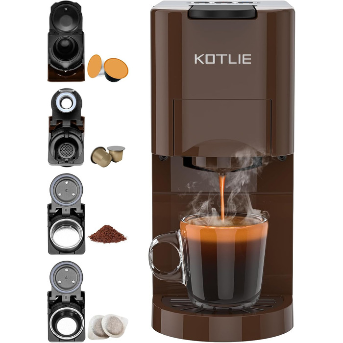 Кавомашина KOTLIE AC-513K 4-в-1 для NES, DG, ESE Pads, 19 Bar, 1450W, 800 мл (Braun)