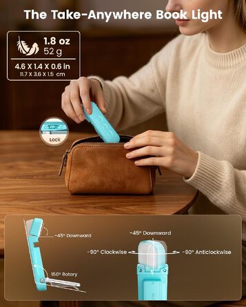 Світлодіодна лампа для читання Glocusent з кліпсою, 12 LED-діодів, акумулятор на 200 годин роботи, синя