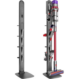 Підставка для пилососів Dyson G5, V15, V12, V11, V10, V8, V7, V6, металева з 4 гачками та 4 полицями, без свердління, стійка, підлогова, приховане кріплення кабелю, темно-сірий