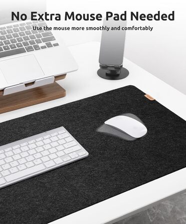 Килимок для столу YSAGi повстяний 90x40 см, антиковзкий, для миші та клавіатури, офіс/дім (Чорний)