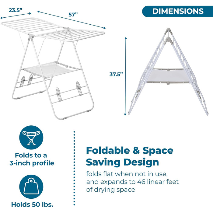 Honey Can Do 2-Tier Folding Clothes Drying Rack, Tripod, DRY-09220, Chrome (Folding Gullwing Drying Rack)