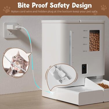 Автомат для годування котів з камерою, 5G/WiFi, 2K HD відео та нічне бачення, диспенсер для великої кількості їжі та зерна, керування через додаток, контейнер для зберігання корму (для собак та котів)