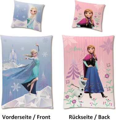 Дитяча постільна білизна Disney Frozen Анна і Ельза 135x200 80x80 см, бавовна, замок-блискавка, малюнок Diamonds