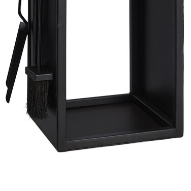 Relaxdays Black Firewood Rack with Cutlery