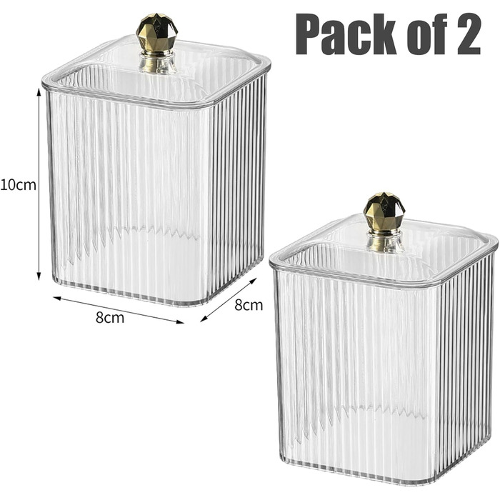 Контейнер для ватних паличок Veki з кришкою, прозорий, для ватних дисків, косметичний органайзер, зелений