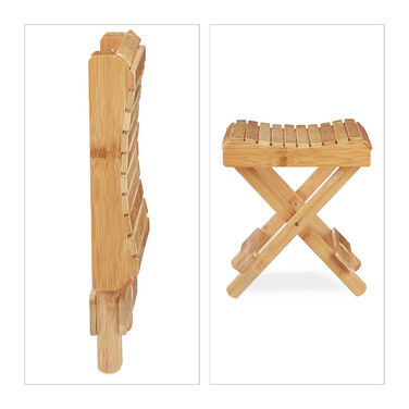 Relaxdays Folding Bamboo Stool