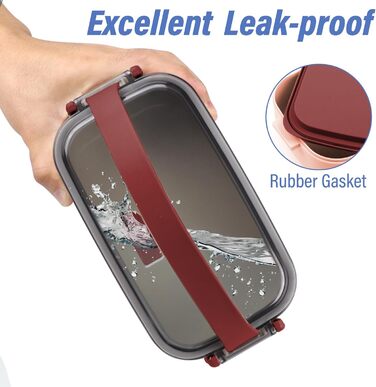 Ланчбокс Brotdose на 3 секції, 2200 мл, з посудом, без BPA, для дорослих, мікрохвильова піч, бежевий