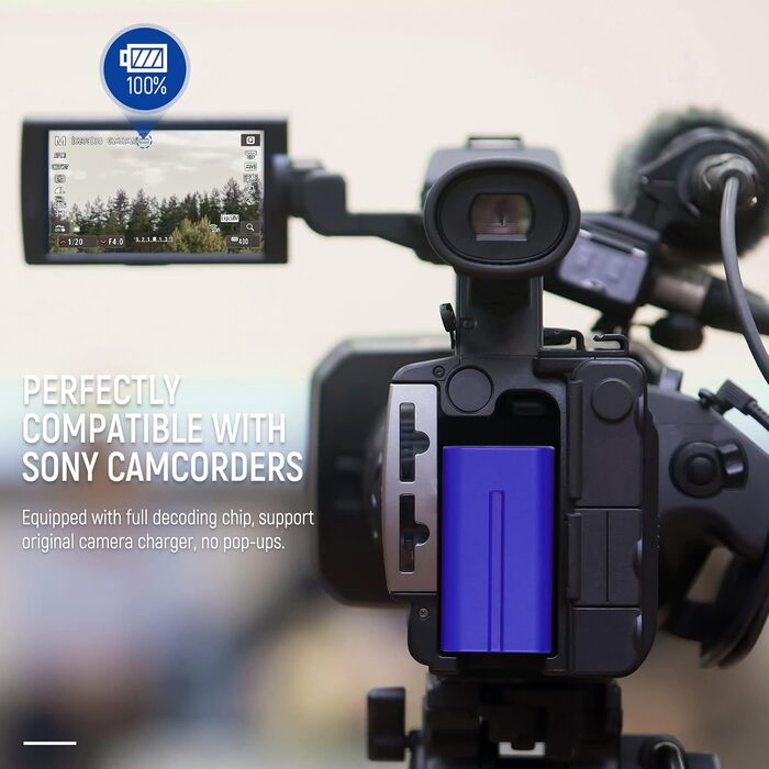 Набір акумуляторів та зарядних пристроїв NEEWER NP-F550 сумісний з Sony NP-F970 F750 F770 F960 F550 F530 F330 F570 та LED-освітлення/монітор/камера Slider (2 шт., блакитний)