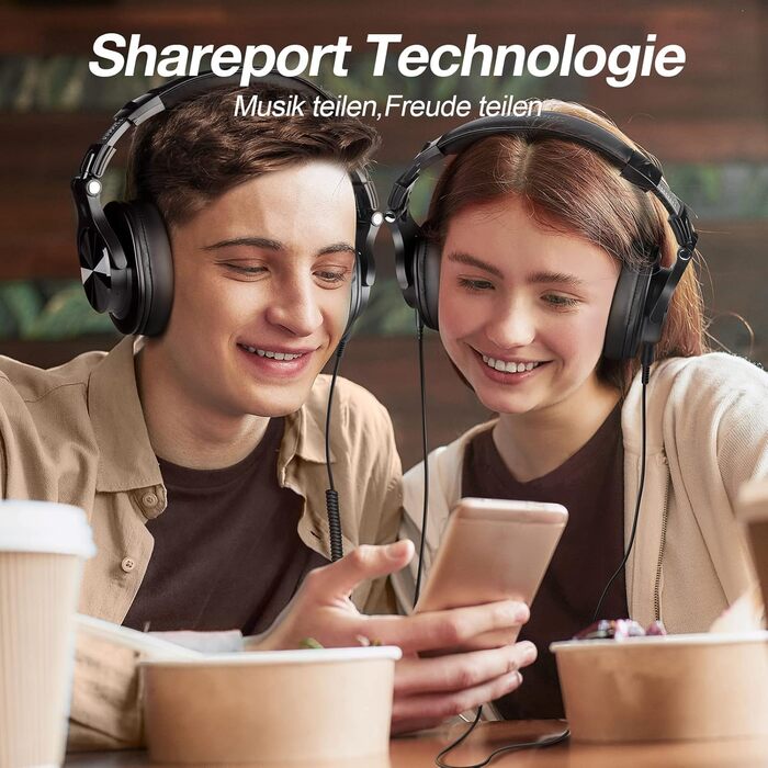 OneOdio Bluetooth навушники Over-Ear, 72 год HiFi Stereo, бездротові, з 6.35mm та 3.5mm аудіоджеком для студії, DJ, телефону, ПК, підсилювача - Чорний