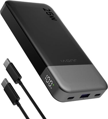 Портативний зарядний акумулятор JUOVI 10000mAh, 35W, 2 USB-C, 1 USB-A, PD 3.0, QC 4.0 (Зелений)