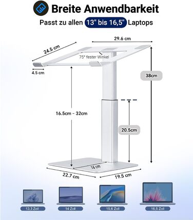 Підставка для ноутбука, регульована по висоті, сіра (срібляста), для MacBook та ноутбуків 13'-16.5'