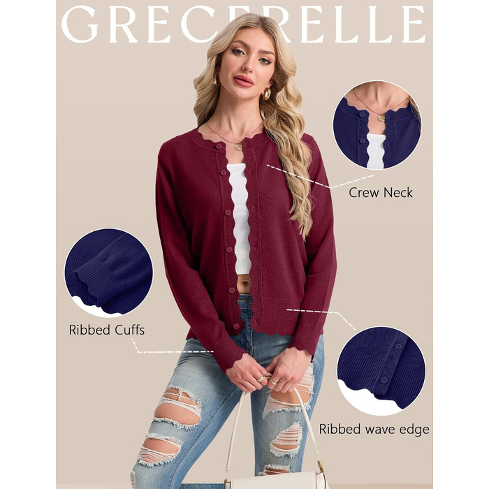 Кардиган жіночий GRECERELLE в'язаний, бордовий, з ґудзиками, розмір XXL