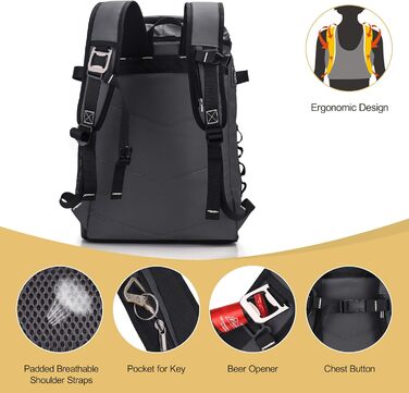 Рюкзак-холодильник Upeelife 30L з килимком для пікніка та кріпленням, водонепроникний, для кемпінгу та пікніків (сірий)