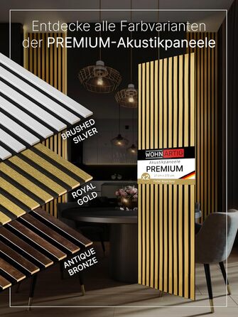 Акустичні настінні панелі з фетру Royal Gold 434, комплект 2 шт. (275x27 см), загальна площа 1,485 м²