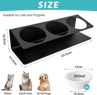 Підвищена годівниця для котів Lannvan Katzennapf Erhöht з кераміки та металевим підставкою, 15° нахил, годівниця та миска для води для котів та маленьких собак