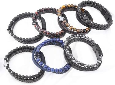 Чоловічий шкіряний браслет з хрестом, розарій, чорний/коричневий, аксесуар для чоловіків та хлопців