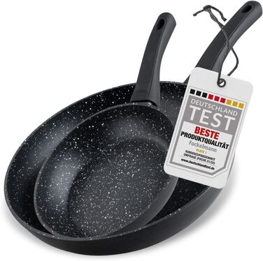 Набір сковорідок Fackelmann Marble 20 см та 24 см, антипригарне покриття, з 90% переробленого алюмінію, ергономічна ручка, індукційні (2 шт.)