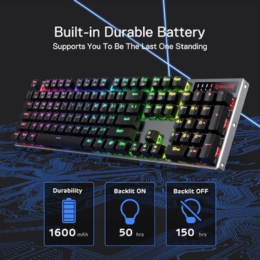 Redragon K660 RGB-ігрова клавіатура: 87 клавіш, TKL, механічна, з провідним підключенням, алюмінієва база, тихі червоні перемикачі