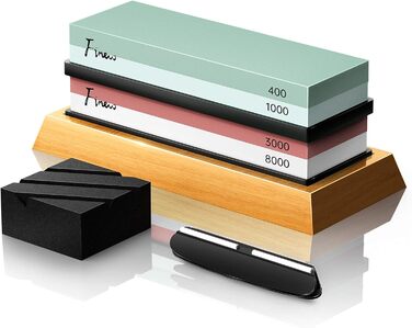 Набір точильних каменів Schleifstein: 400/1000/3000/8000, для заточування ножів, з підставкою, знімач задирок, шкіра для полірування