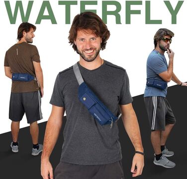 WATERFLY Поясна сумка на пояс для чоловіків та жінок: стильна нагрудна сумка для спорту, бігу, прогулянок з собакою, подорожей (Темно-синій)