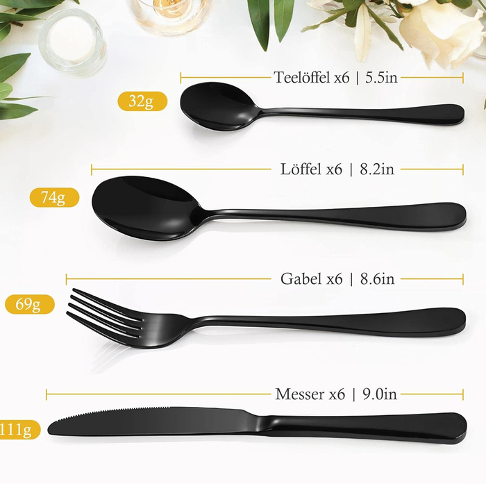 Набір золотих столових приборів зі сталі (24 предмети) — елегантний подарунок до свят