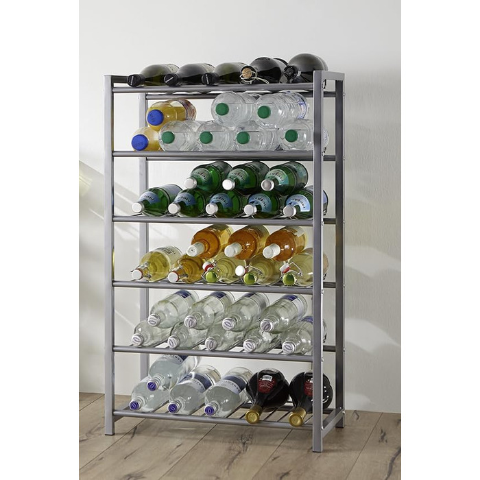 Сучасна металевa полиця для пляшок HAKU Möbel, алюміній, 34x72x22 см