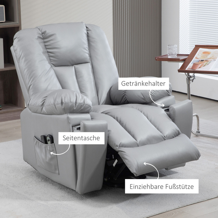HOMCOM electric TV recliner, senior recliner with lift assistance, Dark Grey