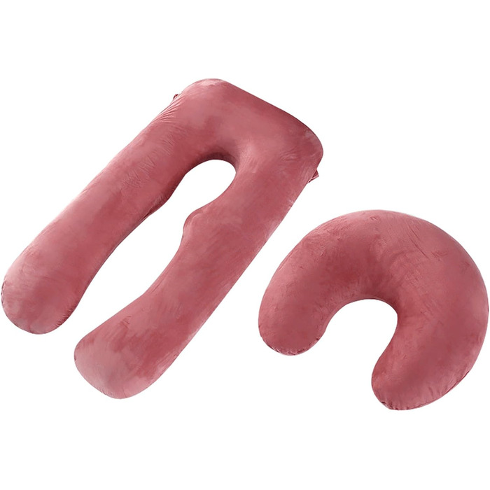 Подушка для вагітних Caliyo 2 шт. U-подібної форми, для сну на боці, з чохлом, велика подушка для годування, подушка для вагітності та комфортна подушка для дорослих (Сірий, Кристал-велюр) U-подібний двочастинний комплект