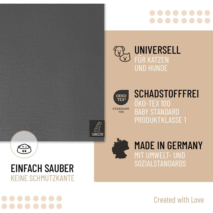 Підставка для миски SanoZoo для котів - екологічна, Made in Germany, 60x90 см, сіра