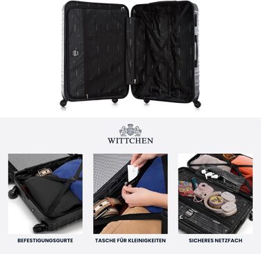 Валіза на колесах WITTCHEN Groove Line L, велика, чорна, ABS, з кодовим замком, для авіакомпаній Lufthansa/Eurowings/Ryanair