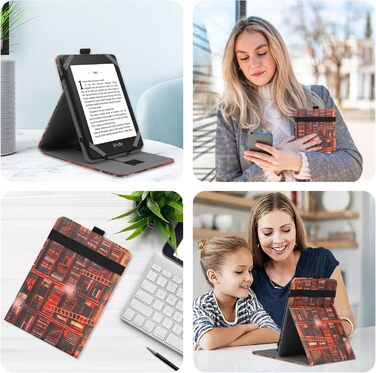 Чохол для Kindle/Kobo/Tolino/Pocketbook/Sony 6-дюймовий eReader, Folio Stand, Library