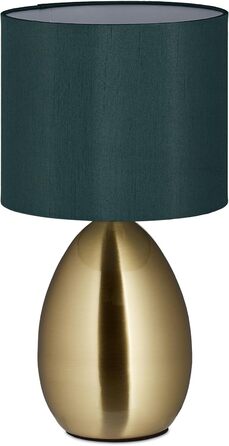 Настільна лампа Relaxdays з торканням, регульована яскравість, сучасний дизайн, 3 режими, E14, з кабелем, 33,5 x 18 см, латунь