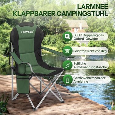 Складний кемпінговий стілець для пікніка, саду та пляжу EBK01LC02 (Зелений + Чорний)