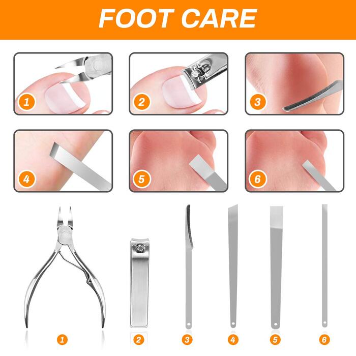 Набір для манікюру та педикюру CestMall 21 шт. з нержавіючої сталі. Професійний набір для манікюру та педикюру з нержавіючої сталі для чоловіків та жінок. Набір інструментів для догляду за нігтями з шкіряним кейсом, чорний