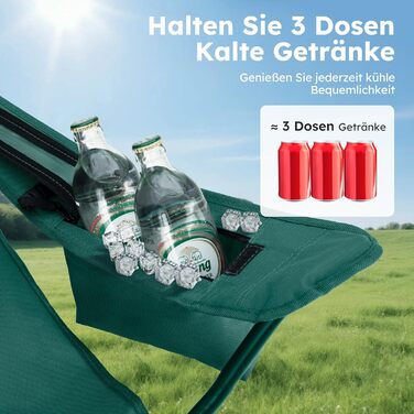 Набір 2 складаних стільців High Point Sports для кемпінгу, риболовлі та відпочинку з підсклянником та охолоджувальним відсіком (до 120 кг), зелений