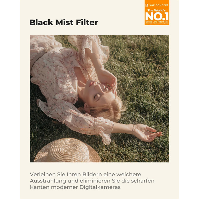 Фільтр K&F Concept Black Mist 1/4 (52mm) для відео та портретної зйомки - оптичне скло з нанопокриттям