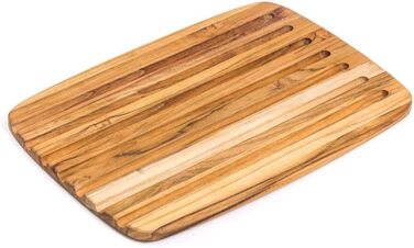 Дерев'яна дошка для нарізання хліба Teakhaus Essential з жолобом, 41x28x1,4 см, FSC-сертифікована тикове дерево, кухонна дошка для хліба та випічки