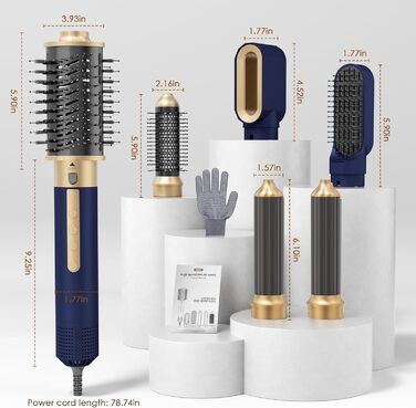 Мультистайлер для волосся 6-в-1: фен, плойка, круглі щітки, брашинг, термощітка, 1350W