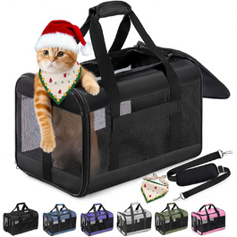 Транспортна переноска для котів та цуценят Conlun, чорна, складана, до 7 кг