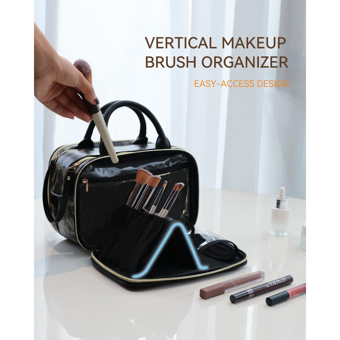 Косметичка-органайзер велика, водонепроникна, з ручкою та кількома відділеннями (Leopard, M)