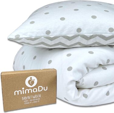 Набір постільної білизни для малюків з органічної бавовни GOTS (Oeko-Tex100) 100 x 135 см - комплект постільної білизни для дитячого ліжечка з наволочкою та ковдрою для хлопчиків та дівчаток (Сірий 1, 100x135 см + 40x60 см)