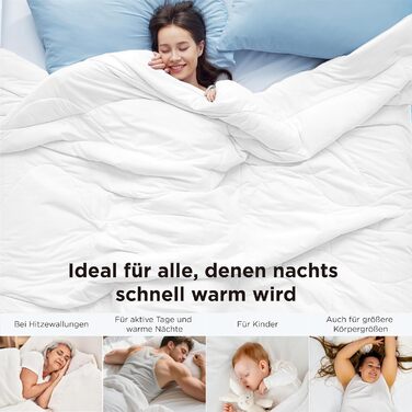 Охолоджуюча ковдра BEDSURE двостороння літня 155x220 см Arc-Chill Q-Max 0.4 - легка дихаюча ковдра від нічної пітливості та спеки (біла)