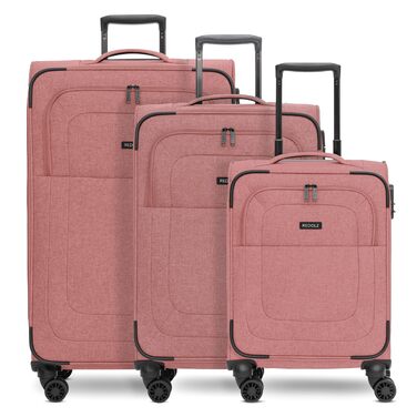 Набір валіз REDOLZ 3 шт. для жінок та чоловіків | Легкі та міцні дорожні валізи з розширенням, Softcase, 4 колеса, TSA-замок | Розширювані валізи (Essentials 12) Rose