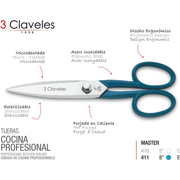 Кухонний ніж 3 Claveles Master 8 дюймів, нержавіюча сталь