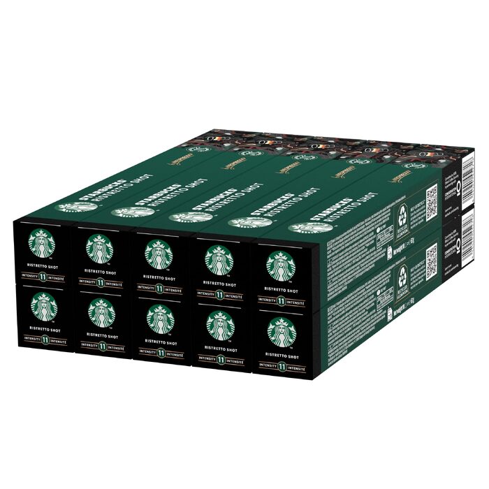 Кавові капсули Starbucks Ristretto для Nespresso, темне обсмажування, 100 капсул (10х10)