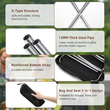 Складний туристичний стільчик для кемпінгу з алюмінію, міні-стілець для відпочинку на природі, риболовлі, пляжу та саду